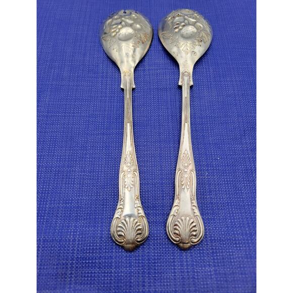 Sheffield EPSA1 Kings Pattern Silverplate Salad Server Set 2 England Vtg - Picture 3 of 5